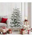 vidaXL Artificial Hinged Christmas Tree Green and White 150 cm