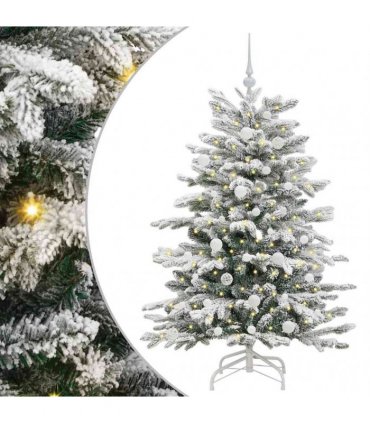 vidaXL Artificial Hinged Christmas Tree Green and White 150 cm