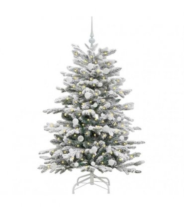 vidaXL Artificial Hinged Christmas Tree Green and White 150 cm