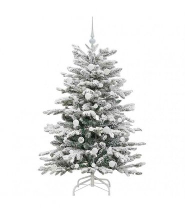 vidaXL Artificial Hinged Christmas Tree Green and White 150 cm