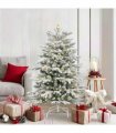 vidaXL Artificial Hinged Christmas Tree Green and White 150 cm