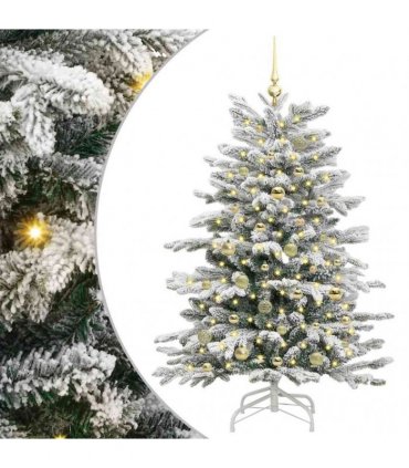 vidaXL Artificial Hinged Christmas Tree Green and White 150 cm