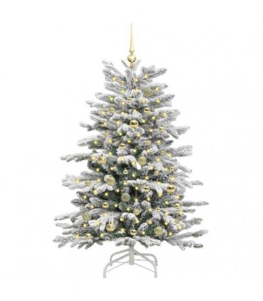 vidaXL Artificial Hinged Christmas Tree Green and White 150 cm