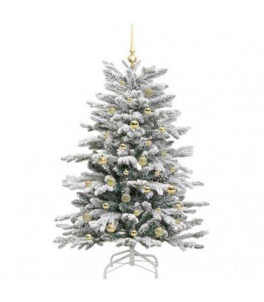 vidaXL Artificial Hinged Christmas Tree Green and White 150 cm