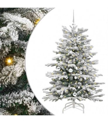 vidaXL Artificial Hinged Christmas Tree Green and White 150 cm