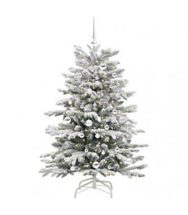 vidaXL Artificial Hinged Christmas Tree Green and White 150 cm