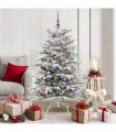 vidaXL Artificial Hinged Christmas Tree Green and White 150 cm
