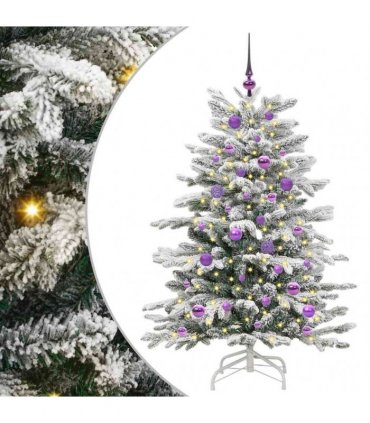 vidaXL Artificial Hinged Christmas Tree Green and White 150 cm