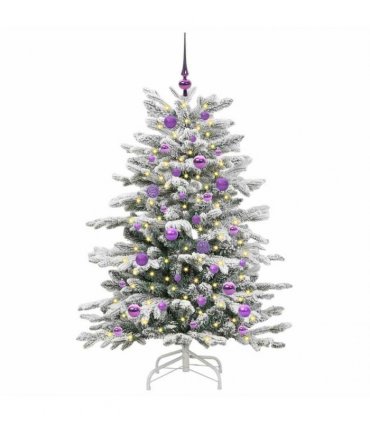 vidaXL Artificial Hinged Christmas Tree Green and White 150 cm