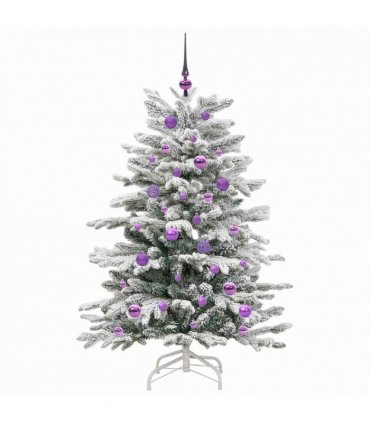 vidaXL Artificial Hinged Christmas Tree Green and White 150 cm
