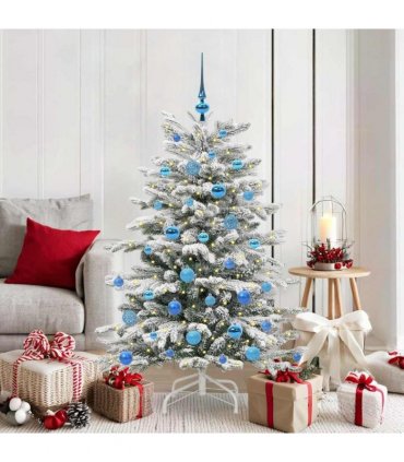 vidaXL Artificial Hinged Christmas Tree Green and White 150 cm