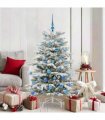 vidaXL Artificial Hinged Christmas Tree Green and White 150 cm