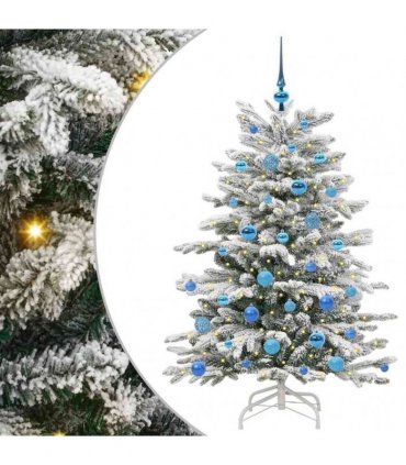 vidaXL Artificial Hinged Christmas Tree Green and White 150 cm