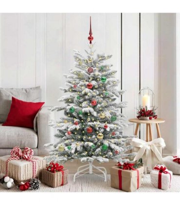 vidaXL Artificial Hinged Christmas Tree Green and White 150 cm