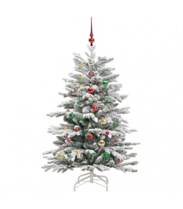 vidaXL Artificial Hinged Christmas Tree Green and White 150 cm