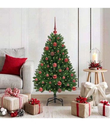 vidaXL Artificial Hinged Christmas Tree 120 cm 150 LEDs Warm White PVC