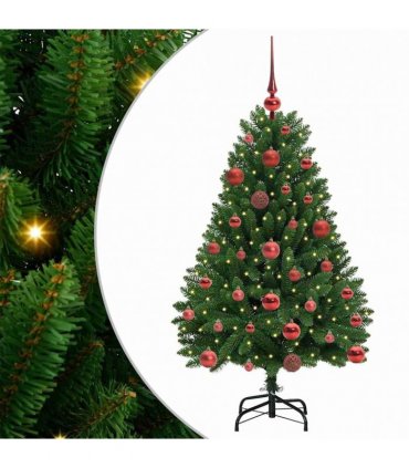 vidaXL Artificial Hinged Christmas Tree 120 cm 150 LEDs Warm White PVC