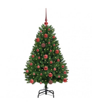vidaXL Artificial Hinged Christmas Tree 120 cm 150 LEDs Warm White PVC