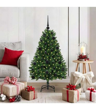 vidaXL Artificial Hinged Christmas Tree 120 cm 150 LEDs Warm White PVC