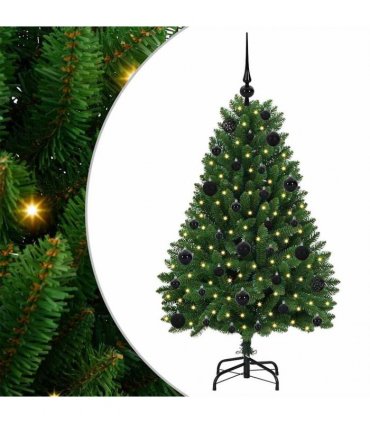 vidaXL Artificial Hinged Christmas Tree 120 cm 150 LEDs Warm White PVC