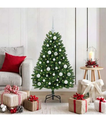 vidaXL Artificial Hinged Christmas Tree 120 cm 150 LEDs Warm White PVC