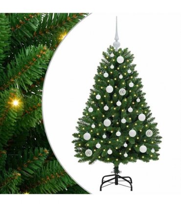 vidaXL Artificial Hinged Christmas Tree 120 cm 150 LEDs Warm White PVC