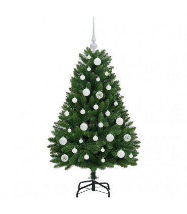 vidaXL Artificial Hinged Christmas Tree 120 cm 150 LEDs Warm White PVC