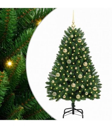 vidaXL Artificial Hinged Christmas Tree 120 cm 150 LEDs Warm White PVC