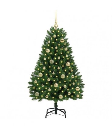 vidaXL Artificial Hinged Christmas Tree 120 cm 150 LEDs Warm White PVC