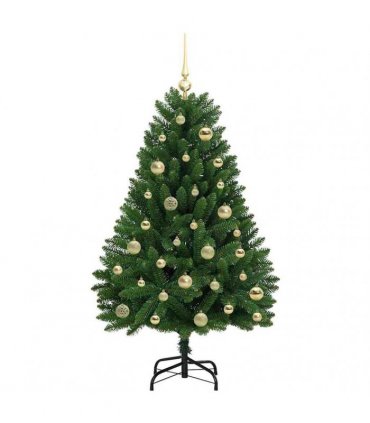 vidaXL Artificial Hinged Christmas Tree 120 cm 150 LEDs Warm White PVC