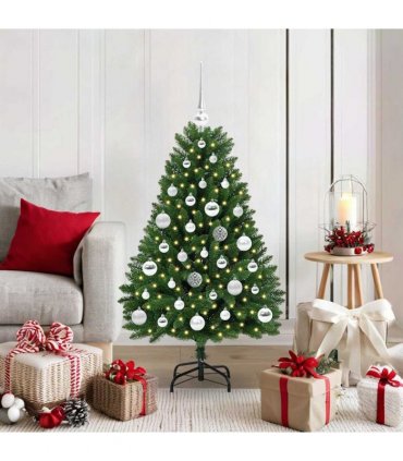 vidaXL Artificial Hinged Christmas Tree 120 cm 150 LEDs Warm White PVC