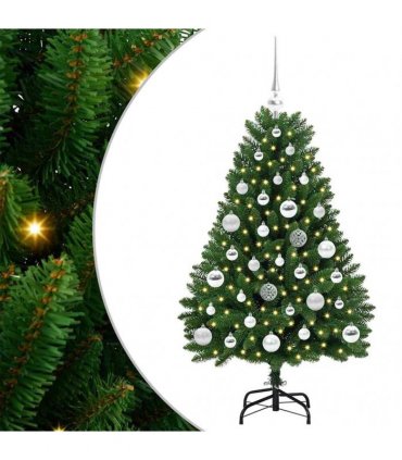 vidaXL Artificial Hinged Christmas Tree 120 cm 150 LEDs Warm White PVC