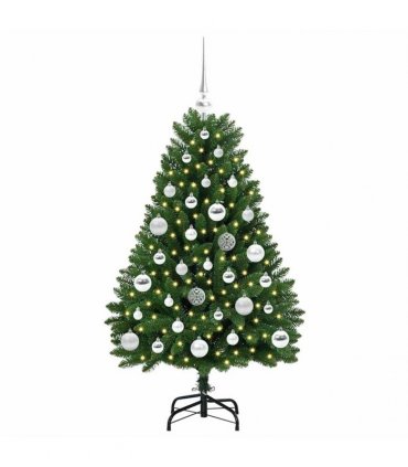 vidaXL Artificial Hinged Christmas Tree 120 cm 150 LEDs Warm White PVC