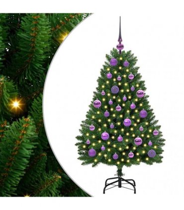 vidaXL Artificial Hinged Christmas Tree 120 cm 150 LEDs Warm White PVC