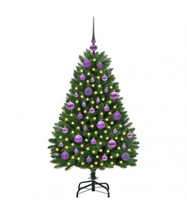 vidaXL Artificial Hinged Christmas Tree 120 cm 150 LEDs Warm White PVC