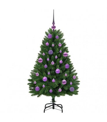 vidaXL Artificial Hinged Christmas Tree 120 cm 150 LEDs Warm White PVC