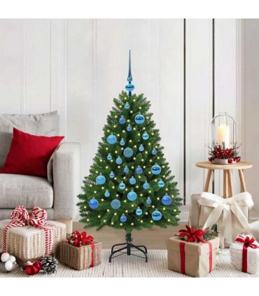vidaXL Artificial Hinged Christmas Tree 120 cm 150 LEDs Warm White PVC