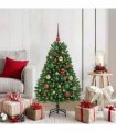 vidaXL Artificial Hinged Christmas Tree 120 cm 150 LEDs Warm White PVC