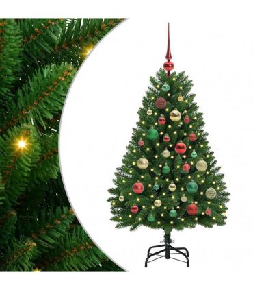 vidaXL Artificial Hinged Christmas Tree 120 cm 150 LEDs Warm White PVC