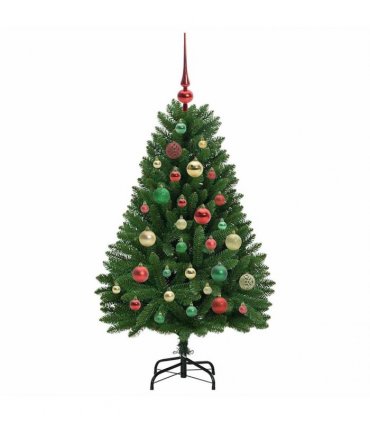 vidaXL Artificial Hinged Christmas Tree 120 cm 150 LEDs Warm White PVC
