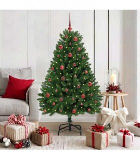 vidaXL Artificial Hinged Christmas Tree 150 cm 150 LEDs Warm White PVC