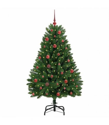 vidaXL Artificial Hinged Christmas Tree 150 cm 150 LEDs Warm White PVC