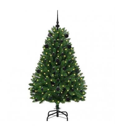 vidaXL Artificial Hinged Christmas Tree 150 cm 150 LEDs Warm White PVC