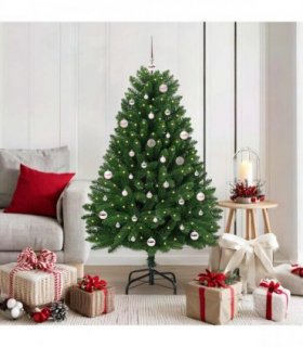 vidaXL Artificial Hinged Christmas Tree 150 cm 150 LEDs Warm White PVC