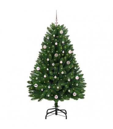 vidaXL Artificial Hinged Christmas Tree 150 cm 150 LEDs Warm White PVC