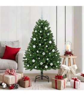 vidaXL Artificial Hinged Christmas Tree 150 cm 150 LEDs Warm White PVC