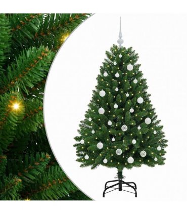 vidaXL Artificial Hinged Christmas Tree 150 cm 150 LEDs Warm White PVC