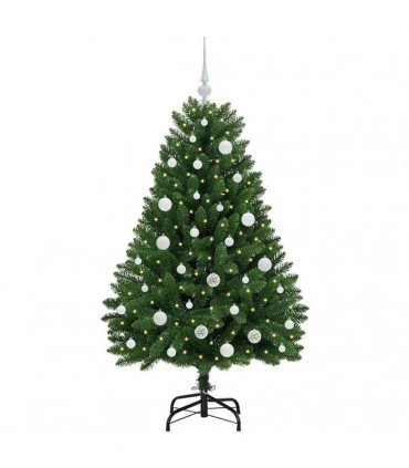 vidaXL Artificial Hinged Christmas Tree 150 cm 150 LEDs Warm White PVC