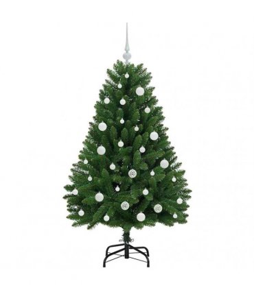 vidaXL Artificial Hinged Christmas Tree 150 cm 150 LEDs Warm White PVC
