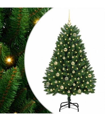 vidaXL Artificial Hinged Christmas Tree 150 cm 150 LEDs Warm White PVC